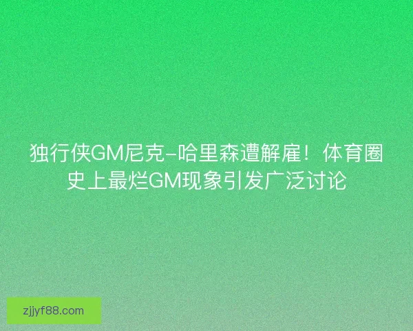 独行侠GM尼克-哈里森遭解雇!体育圈史上最烂GM现象引发广泛讨论 独行侠GM尼克-哈里森遭解雇!体育圈史上最烂GM现象引发广泛讨论