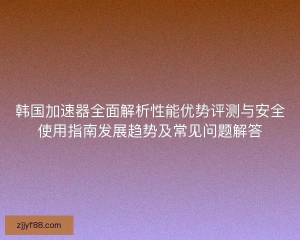 韩国加速器全面解析性能优势评测与安全使用指南发展趋势及常见问题解答